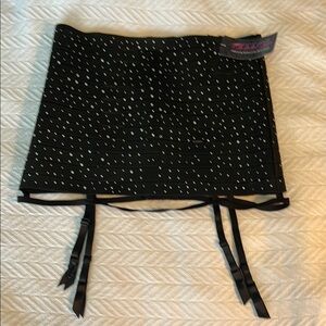 Oh la la Cherie Black Bandage Skirt w/Rhinestones & Attached Garters L